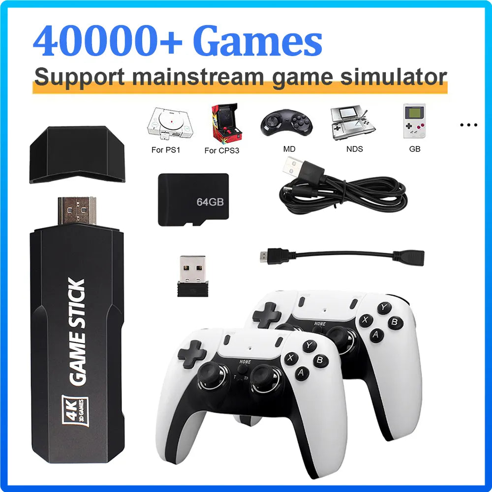 GD10PRO Video Game Console HD 4K 2.4G Wireless Controller TV Game Stick Handheld Game Player Built-in 40000 Game Children's Gift