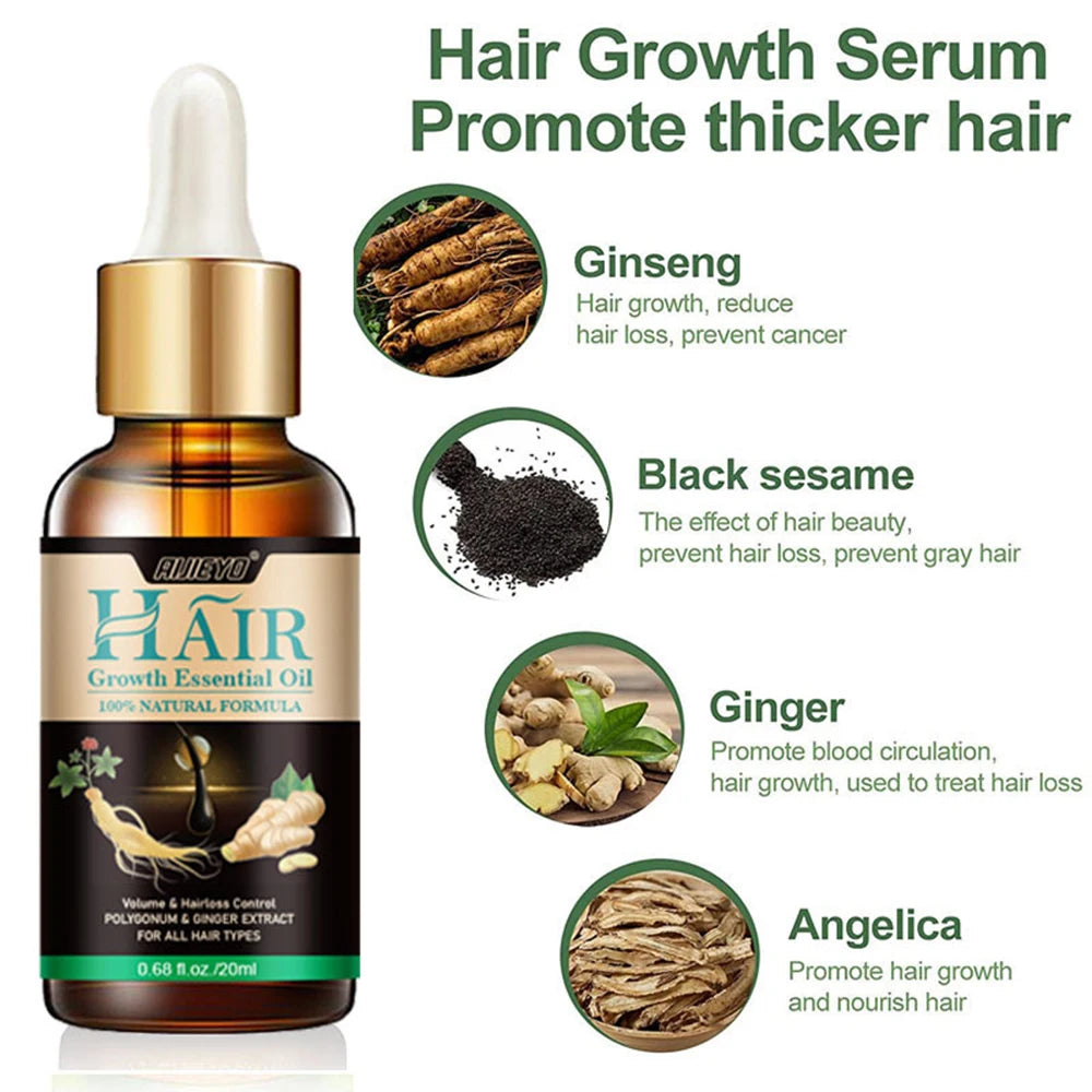 7 Days Ginger Hair Growth Products Natural Anti Hair Loss Prevent Baldness Treatment Fast Growing Nourish Dry Damaged Hair Care