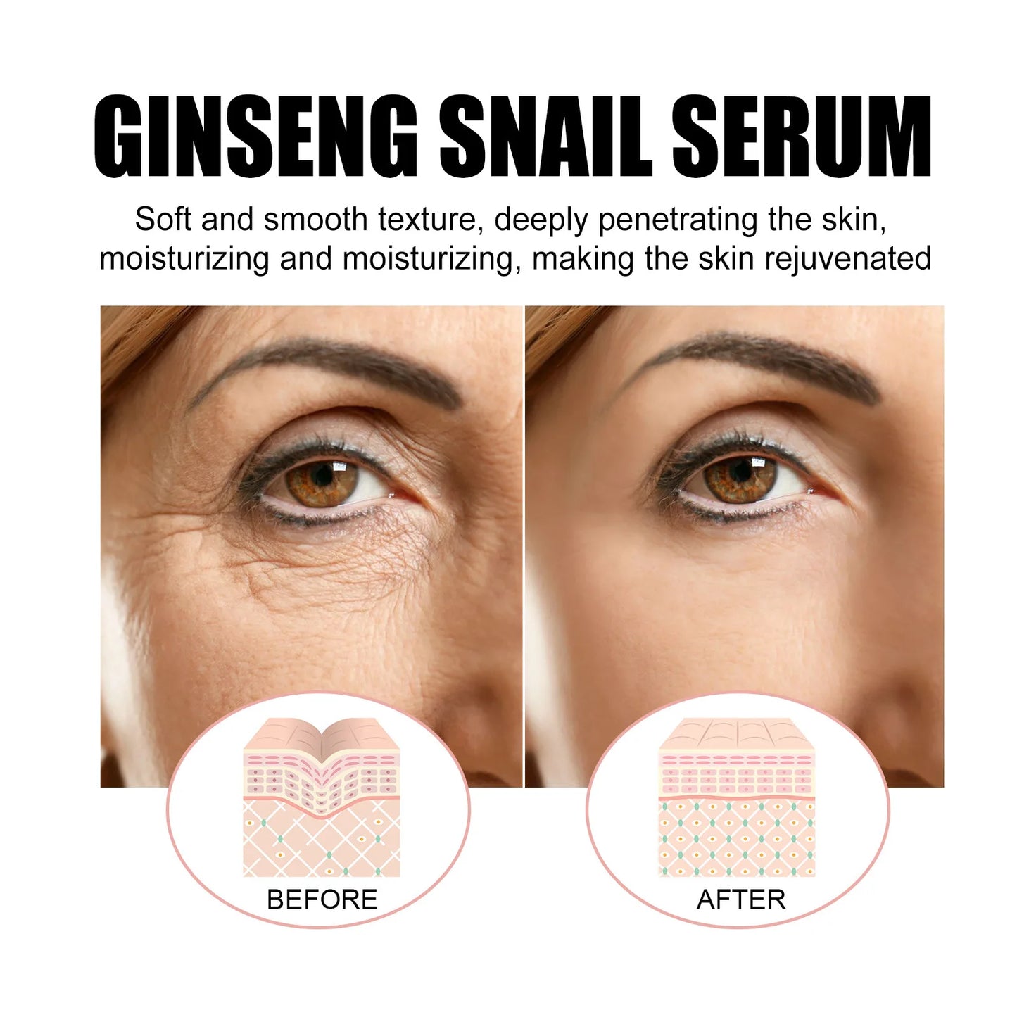 Snail Wrinkle Remover Serum Firming Lifting Face Skin Fade Fine Lines Anti-aging Niacinamide Whitening Moisturizer Care Products