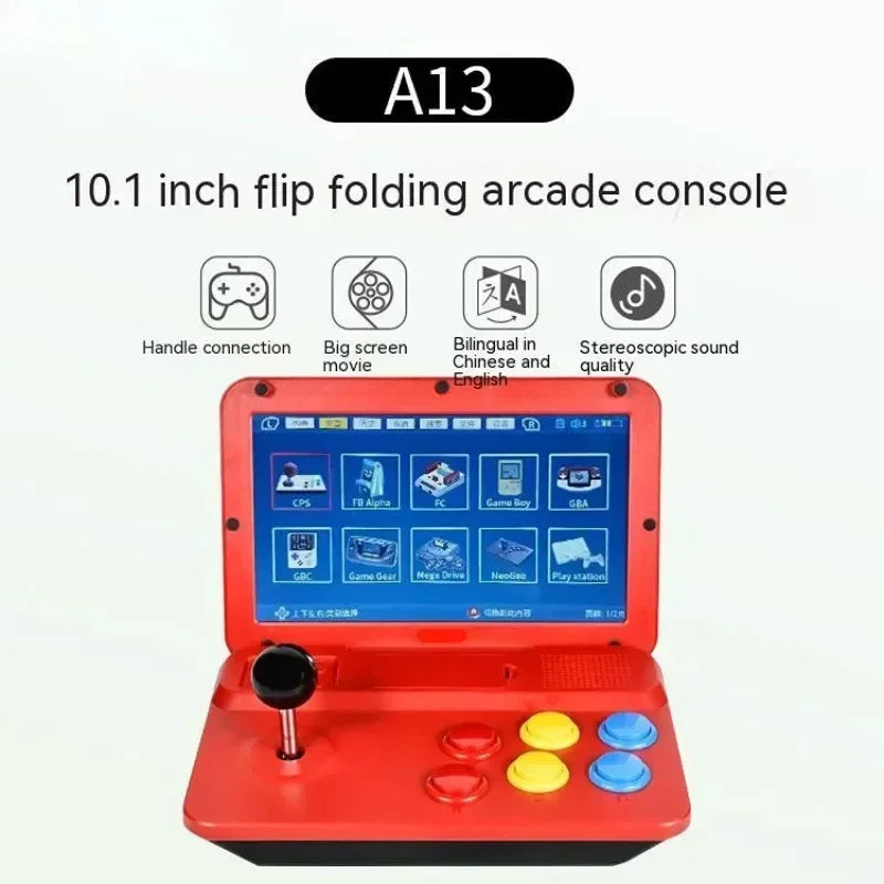 10 Inch  Foldable Video Game Joystick Flip Folding  Large Screen Game Console With Gamepad Output Detachable Retro Game Players