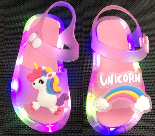 Girl Sandal Children Unicorn LED Kids sandals Baby girls shoes slippers Kids Shoes for Girl Boys Light Up Shoes Toddler Sandales