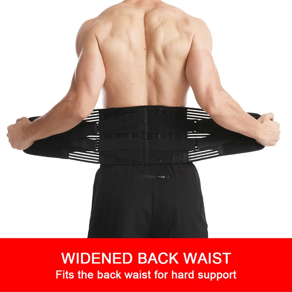 Adjustable Elstiac Lumbar Back Belt Waist Support Trainer Lumbar Pad with 6 Stays Abdominal Binder Fitness Gym Belts Women Men