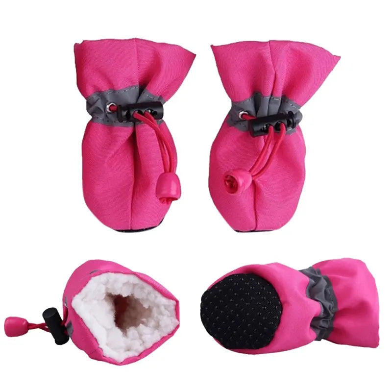 4pcs/set Waterproof Pet Dog Shoes Winter Thick Warm Dog Shoes Rain Snow Boots Footwear For Puppy Dog Socks Booties Pet Paw Care