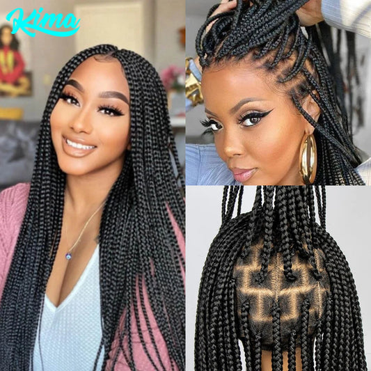 Synthetic Full Lace Wig Braided Wigs For Black Women Crochet Box Wig Braid 36 Inches Braiding Hair Knotless Box Braids Wigs