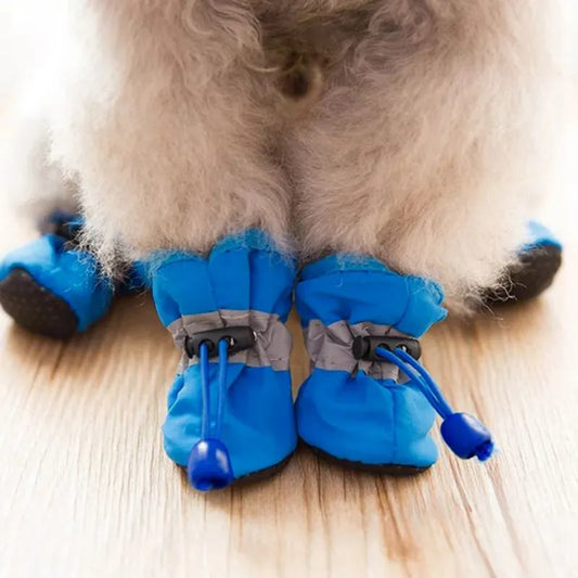 4pcs/set Waterproof Pet Dog Shoes Winter Thick Warm Dog Shoes Rain Snow Boots Footwear For Puppy Dog Socks Booties Pet Paw Care