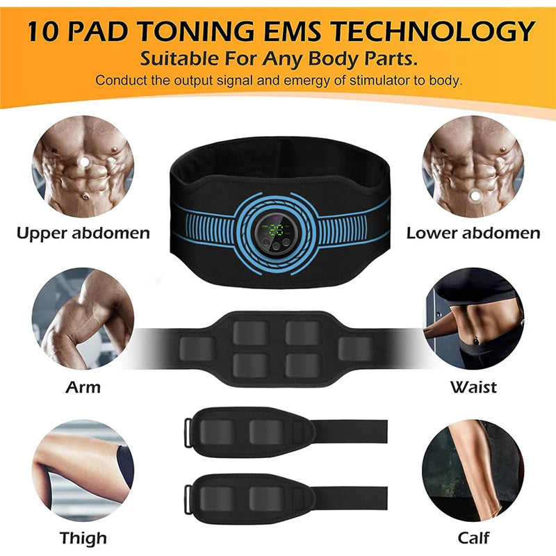 EMS Muscle Stimulation Belt Electric ABS Stimulator Trainer EMS Abdominal Exerciser Toning Belts Arm Leg Back Fitness Massager