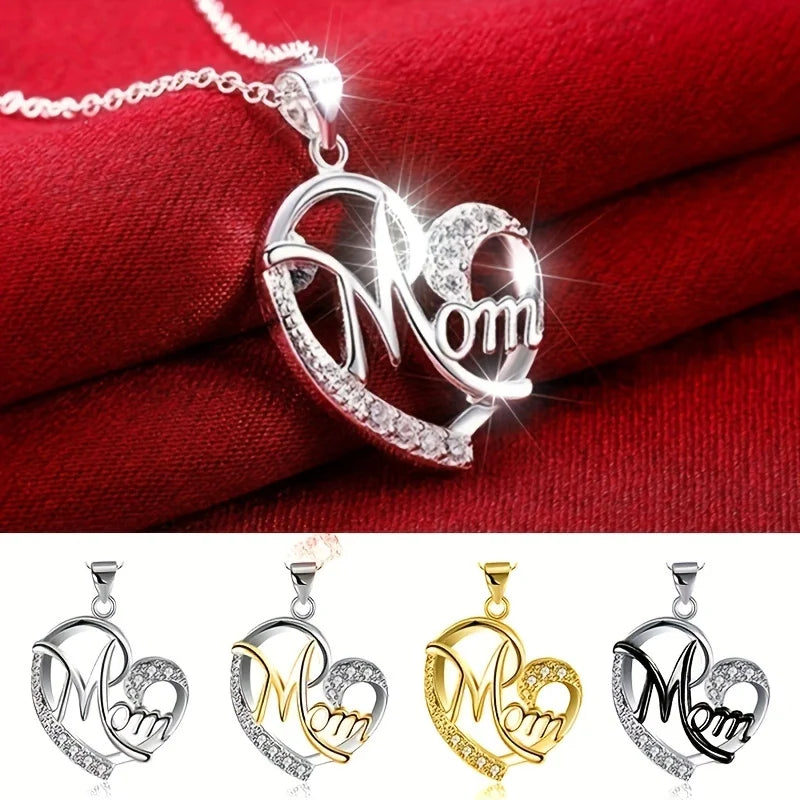 1pc Fashion Cute Jewelry Heart Mom Necklace Pendant Necklace For Men, Women ,Mom，Mother's Day Christmas Birthday Gifts