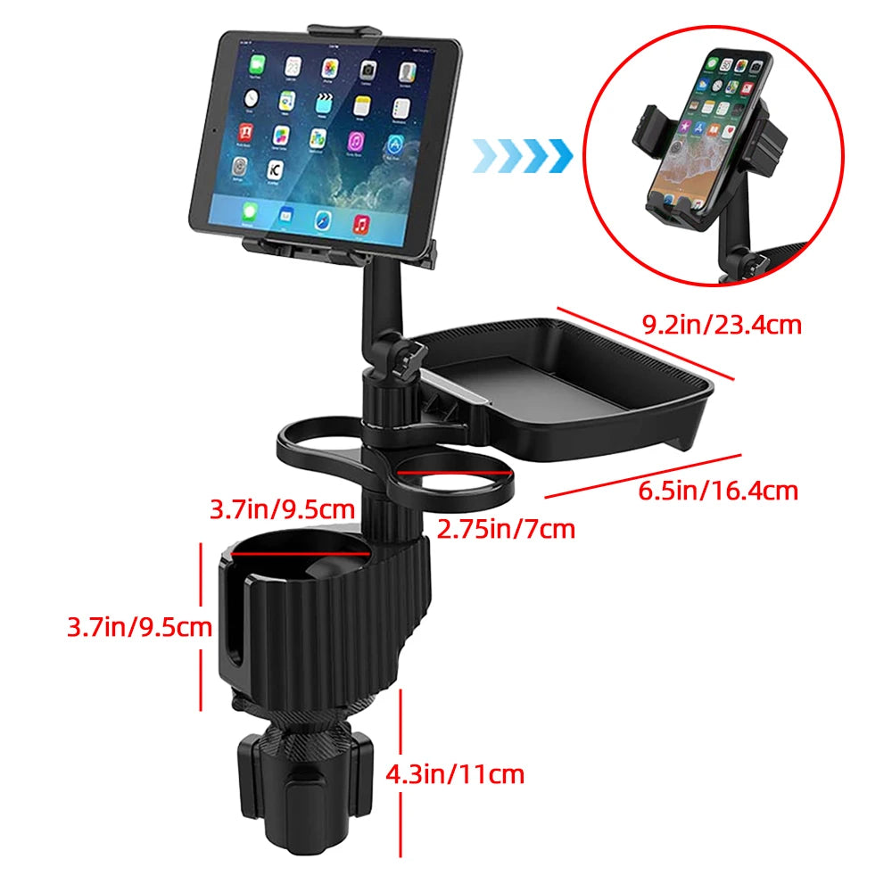 5 in 1 Car Tablet Stand Cup Holder Expander Multifunctional Adjustable Drinking Bottle Bracket Removable Mobile Phone Holder