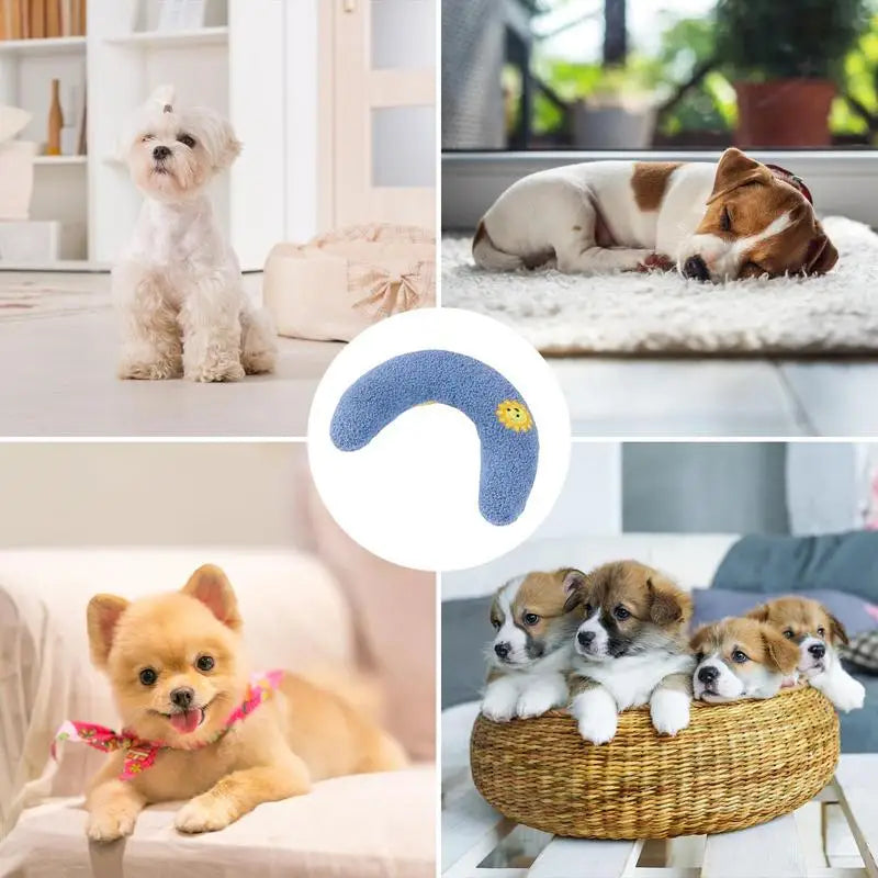 Dog Calming Pillow U-Shaped Pet Neck Support Pillow Machine Washable Pet Sleeping Supplies For Medium Small Dogs Puppy Kitten