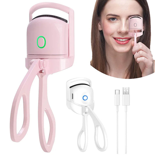 "USB Rechargeable Electric Eyelash Curler - Fast Heating & Long-Lasting Curls"