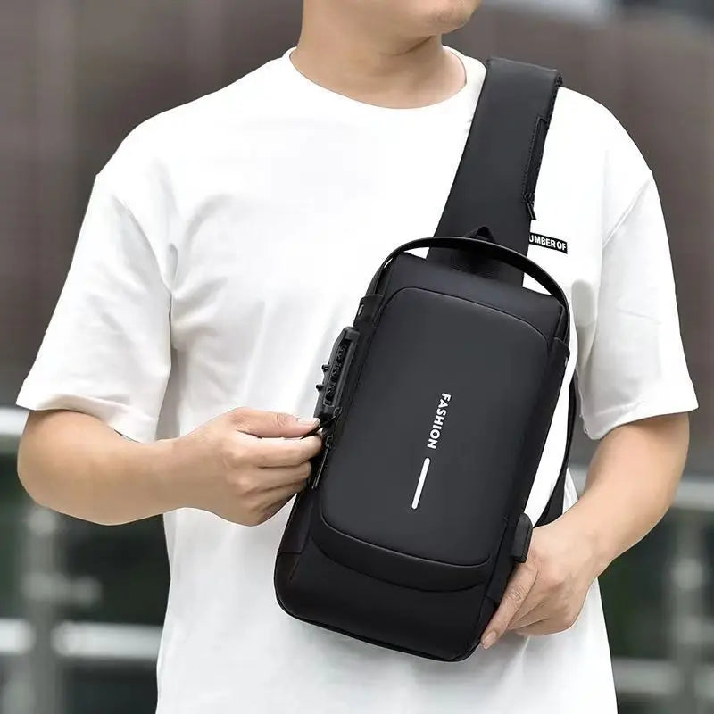 Men Anti Theft Chest Bag Shoulder Bags USB Charging Crossbody Package School Short Trip Messengers Bags Men's Oxford Sling Pack