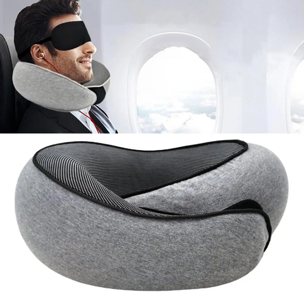 32*26cm Memory Foam Travel Neck Pillow 360 Degree Support U-Shaped Airplane Pillow Portable Adjustable Fastener Tape Nap Pillow