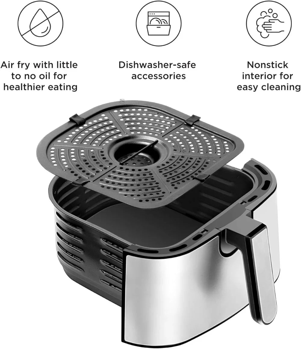 CHEFMAN Air Fryer Healthy Cooking, 4.5 Qt,User Friendly and Dual Control Temperature, Nonstick Stainless Steel, Dishwasher