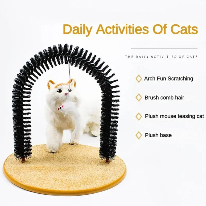 Cat Interactive Toy Arch Self-Grooming Device Pet Brush Care Belt Massage Removable Grooming Friction Toy Cat Accessories