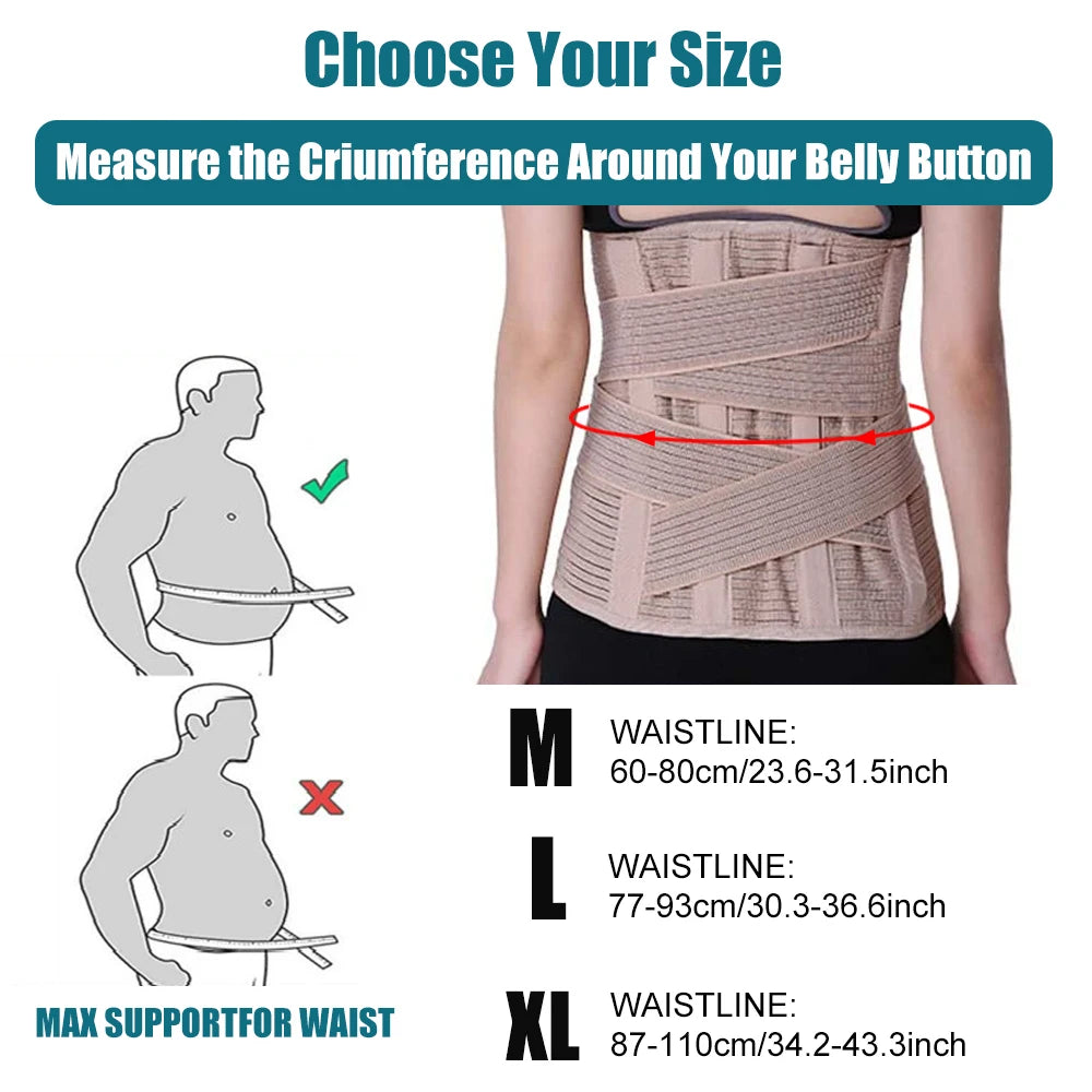 BYEPAIN  Adjustable Pull Lumbar Support Lower Brace Pain Relief Waist Band M-XL Size, Unisex Back Belt Lumbar from Back Pain