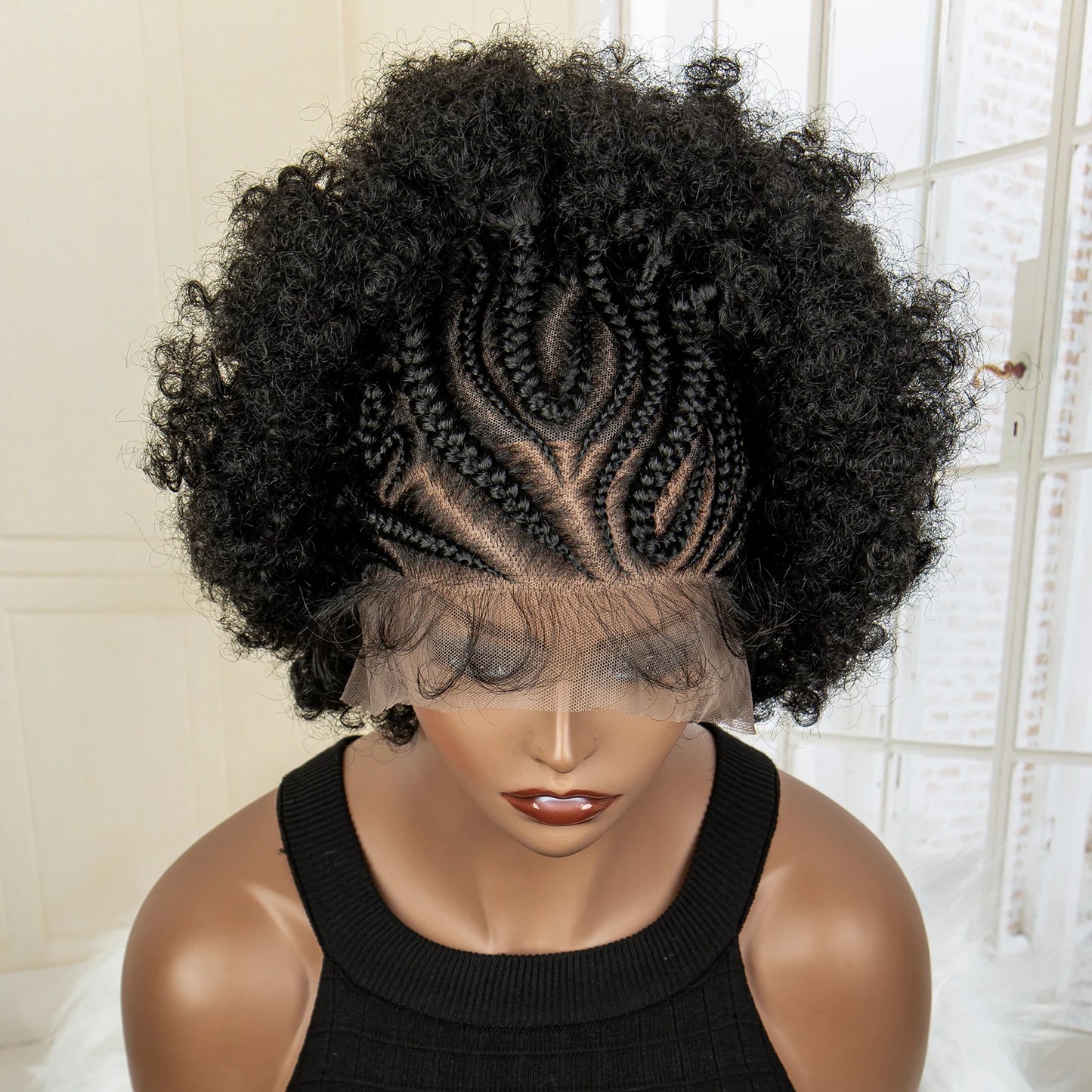 "13x6 Lace Frontal Kinky Curly Bob Wig with Buns & Baby Hair for Afro Black Women"