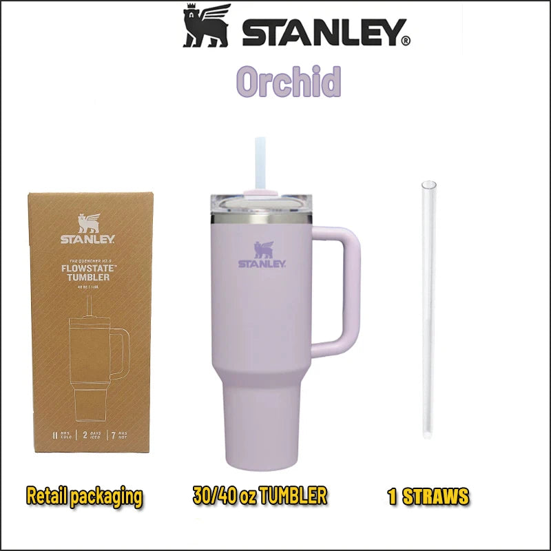 Stanley Quencher H2.0 FlowState Tumbler 40oz Insulated Thermal Water and Coffee Cup from Stainless Steel. Vacuum Insulated Tumbler