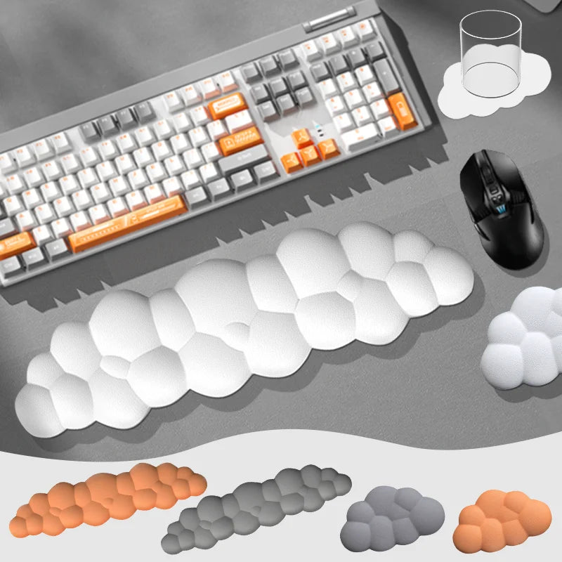 Soft Keyboard Wrist Rest Cloud Non-Slip Mouse Pad Ergonomic Memory Foam Pad Rubber Desk Mat Wristband Support Accessories