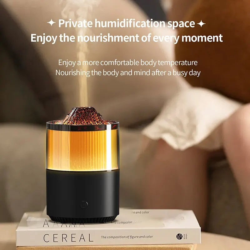 Humidifier New Cool Flame Lamp Colorful Small Mini Silent Desktop Ambient Lamp Volcano Humidifier Aromatherapy Machine