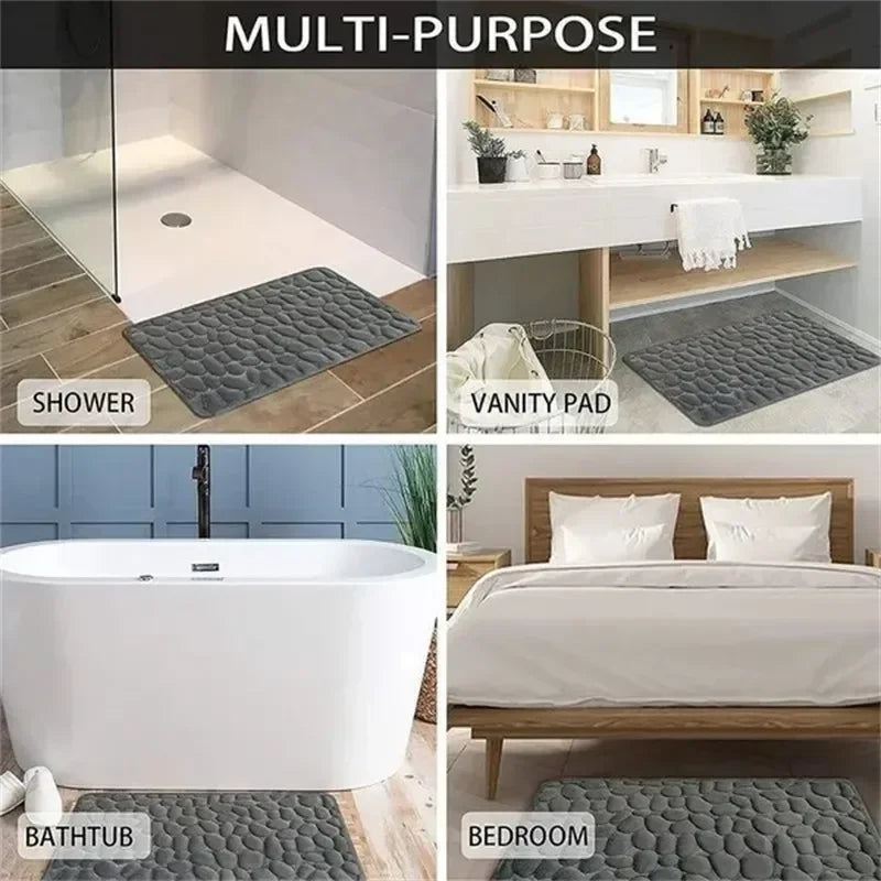 Mat Non-slip Carpets Cobblestone Embossed Bathroom Bath In Wash Basin Bathtub Side Floor Rug Shower Room Doormat Memory Foam