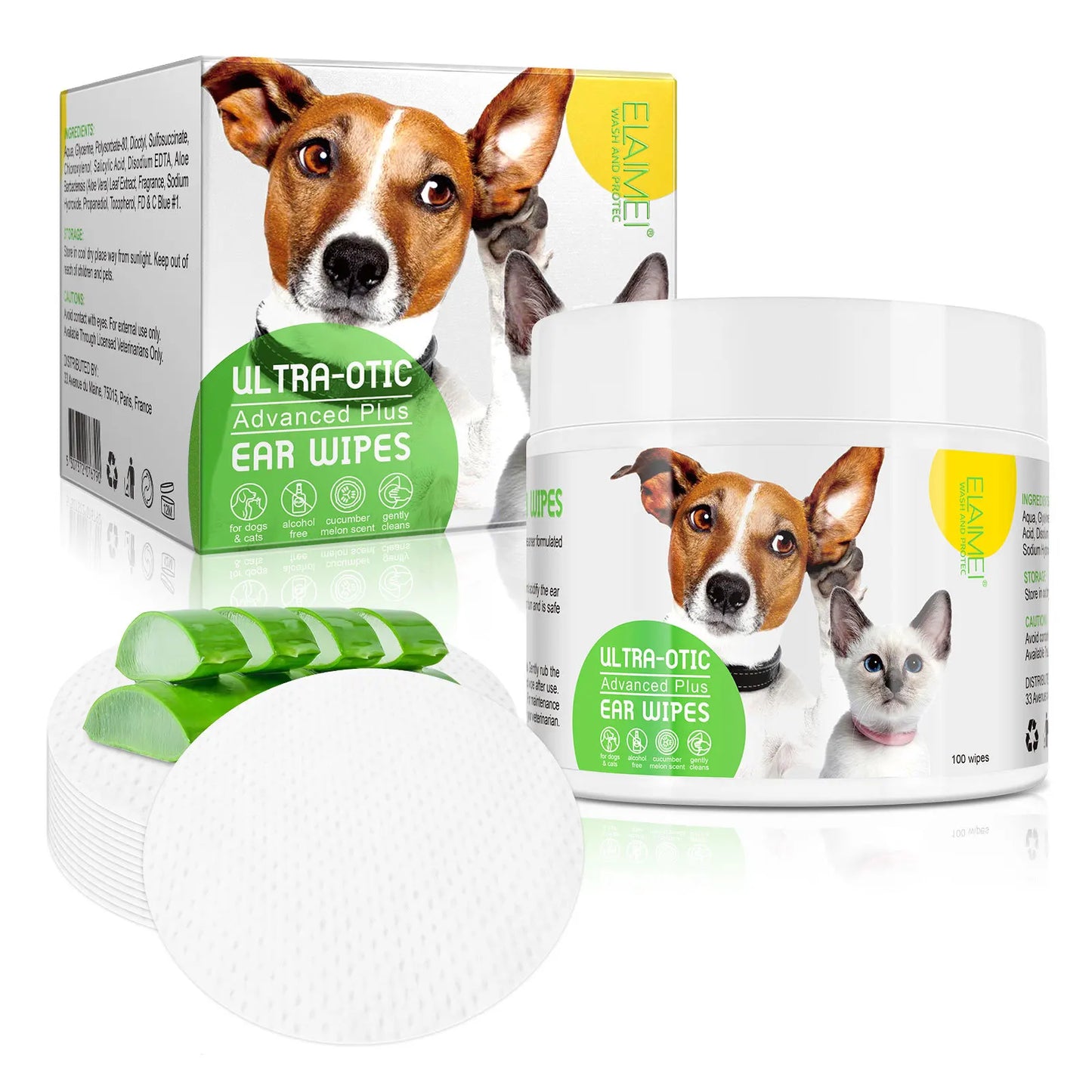 Pet Earwax Removal Cotton Sheet Pet Care Antibacterial Wet Wipe Cleaning Ear Mites, Itching and Odor Removal