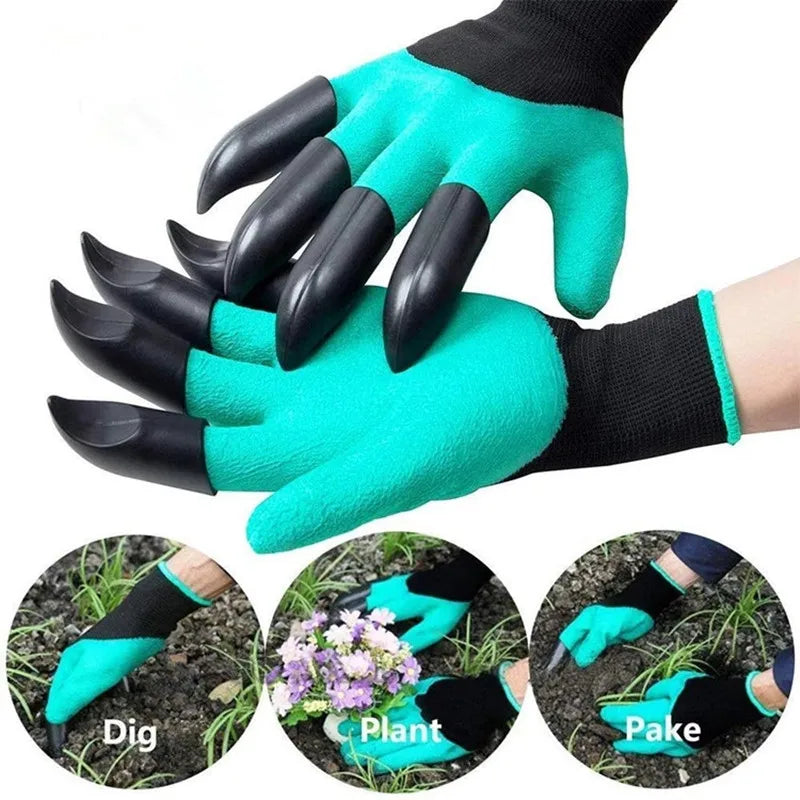 Gardening Gloves with Claws Digging Planting Protective Latex Gloves Durable Waterproof Prick-proof Permeable Home Labor Gloves