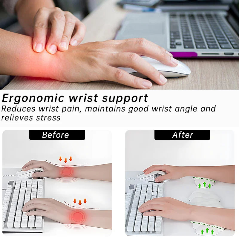 Soft Keyboard Wrist Rest Cloud Non-Slip Mouse Pad Ergonomic Memory Foam Pad Rubber Desk Mat Wristband Support Accessories