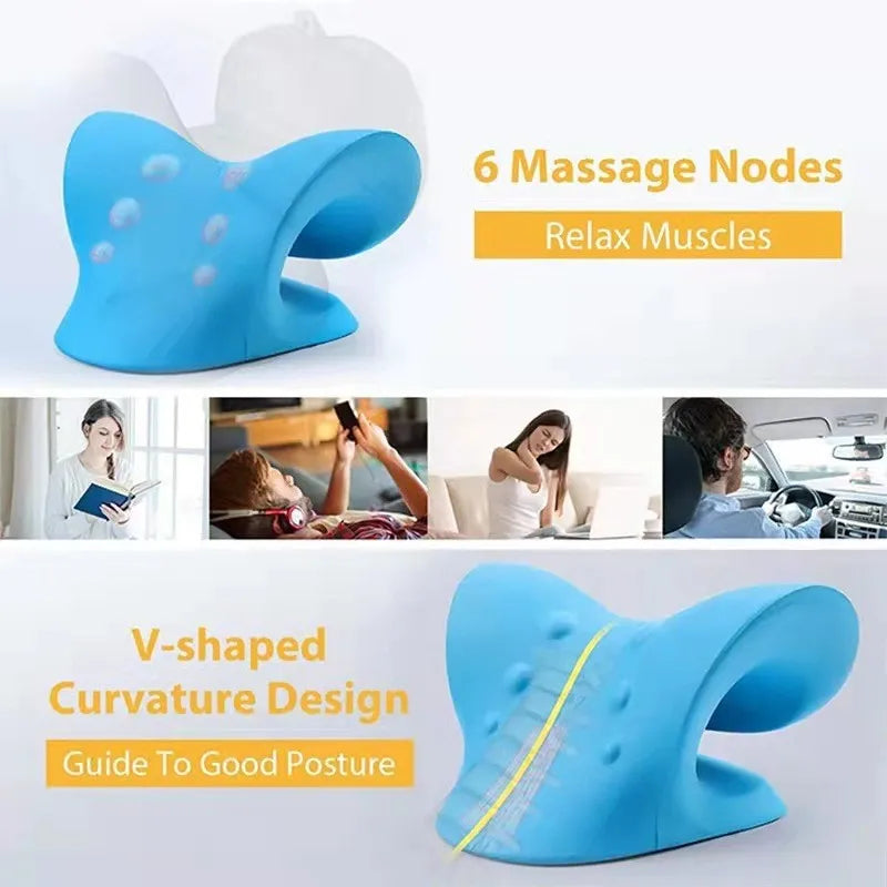 Neck Shoulder Stretcher Relaxer Cervical Chiropractic Traction Device Pillow for Pain Relief Cervical Spine Alignment Massage