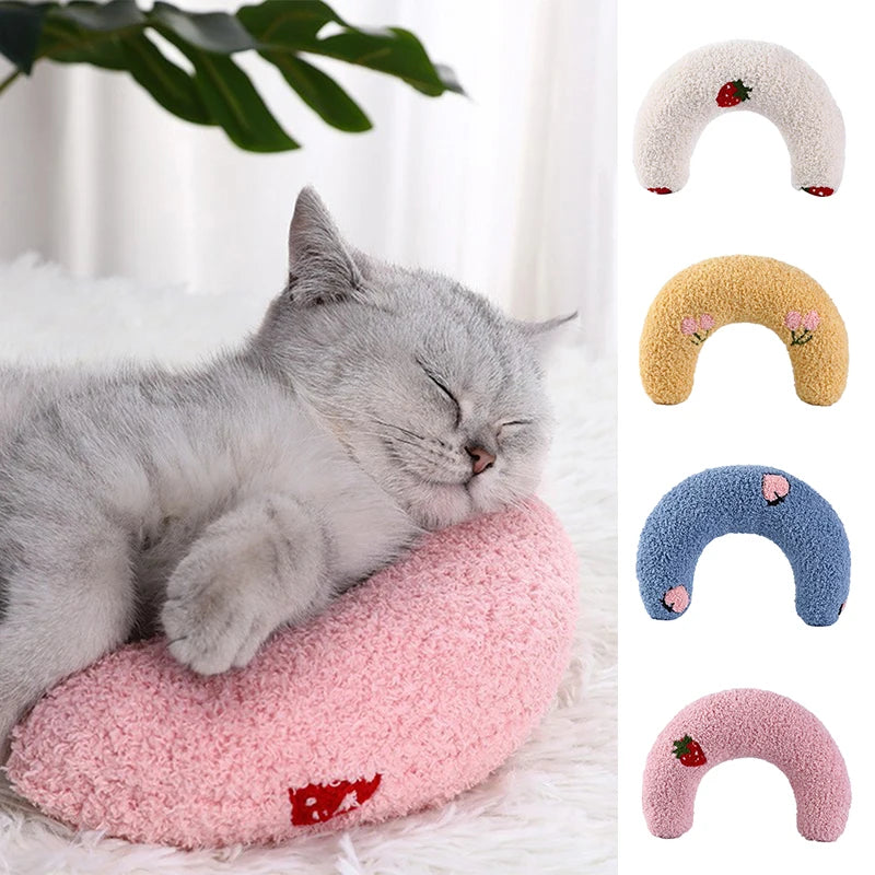 1Pcs Trendy Personalized Cat Dog Sleeping Pet U-Shaped Pillow Neck Protector Kitten Headrest（There Are 4 Colors To Choose From）