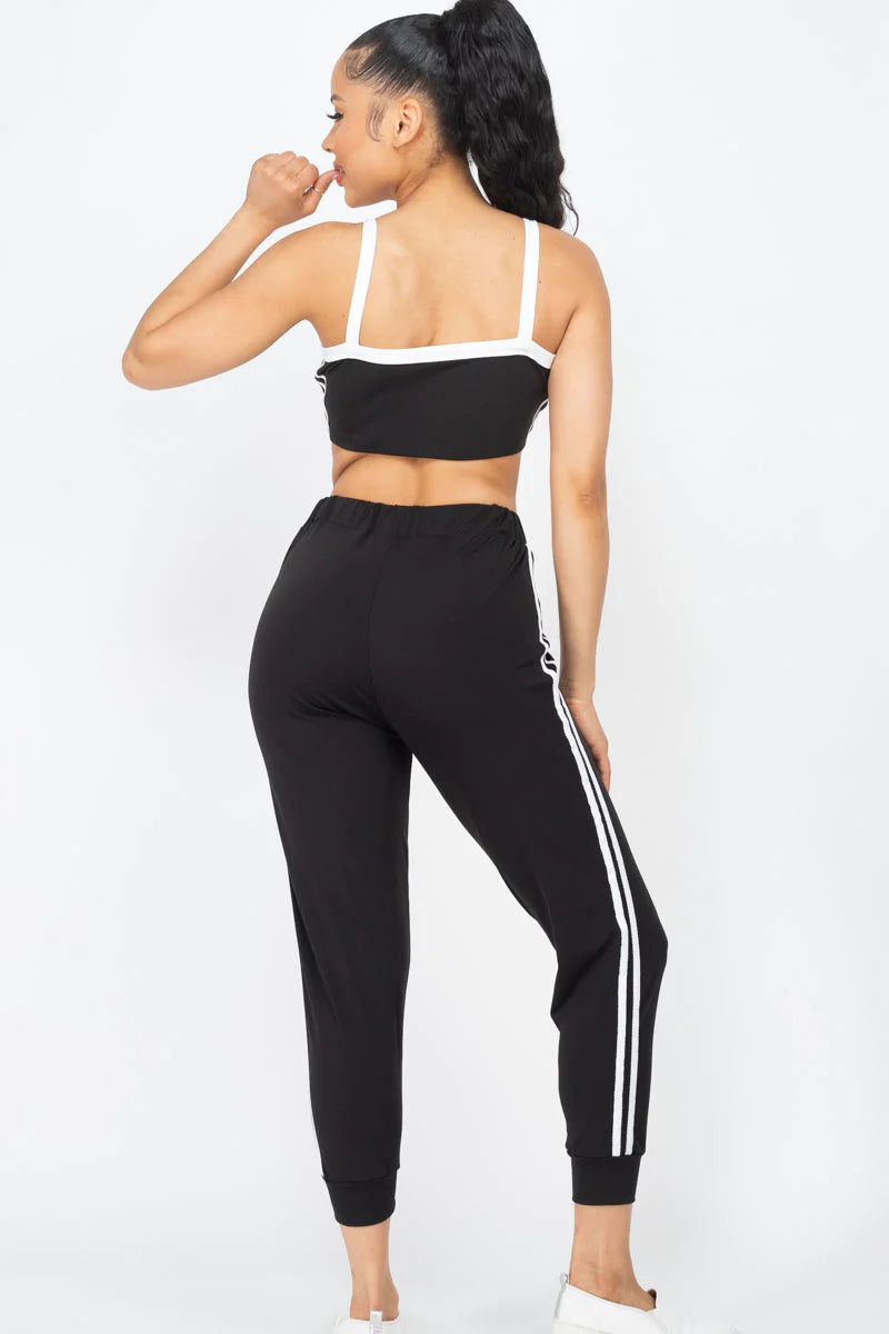 Side Striped Crop Top and Leggings Sets (CAPELLA)