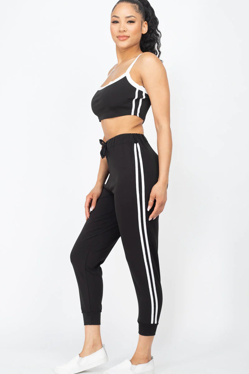 Side Striped Crop Top and Leggings Sets (CAPELLA)