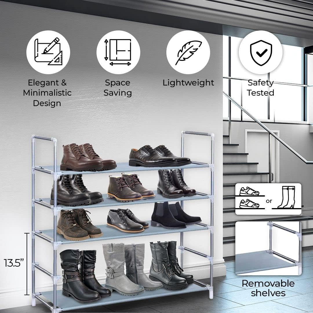 Shoe Rack Organizer 5 Tier , Space Saving, Easy Storage Shoe Organizer Stand for Closets, Entryways, and Bedrooms