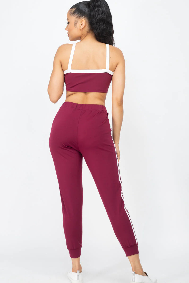 Side Striped Crop Top and Leggings Sets (CAPELLA)