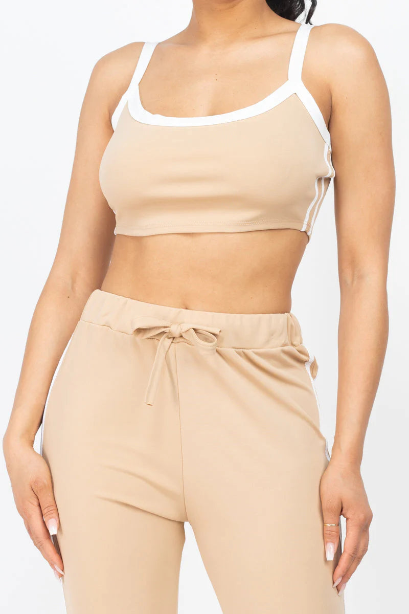 Side Striped Crop Top and Leggings Sets (CAPELLA)