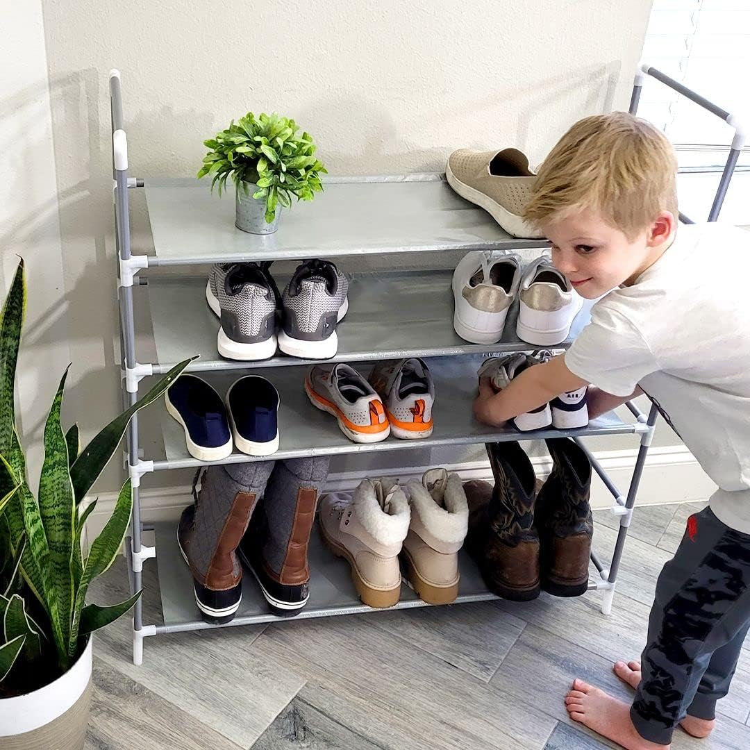 Shoe Rack Organizer 5 Tier , Space Saving, Easy Storage Shoe Organizer Stand for Closets, Entryways, and Bedrooms