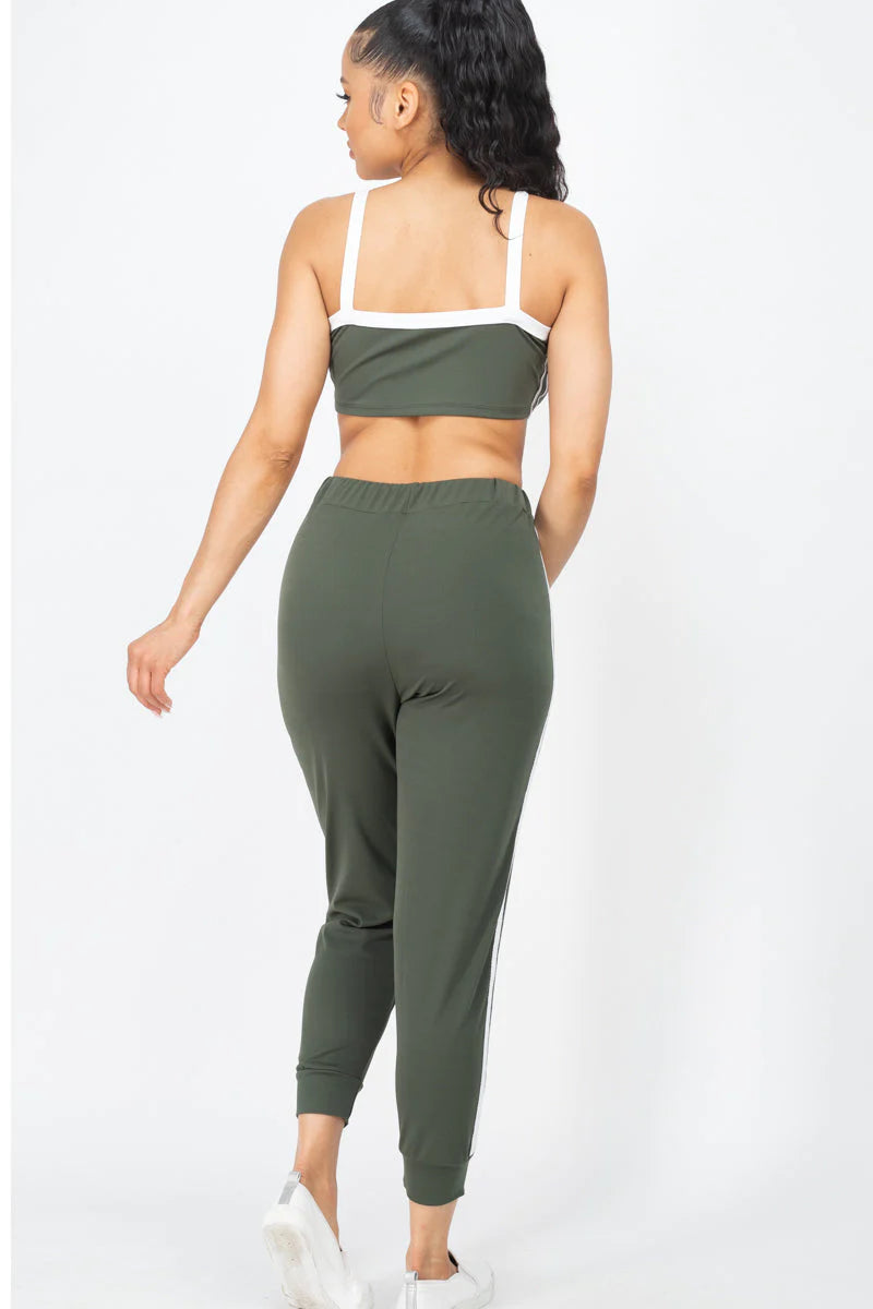 Side Striped Crop Top and Leggings Sets (CAPELLA)