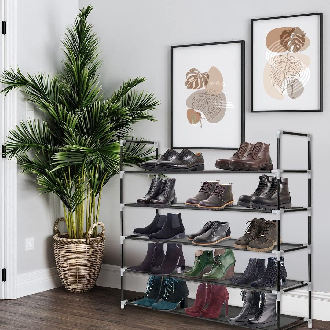 Shoe Rack Organizer 5 Tier , Space Saving, Easy Storage Shoe Organizer Stand for Closets, Entryways, and Bedrooms