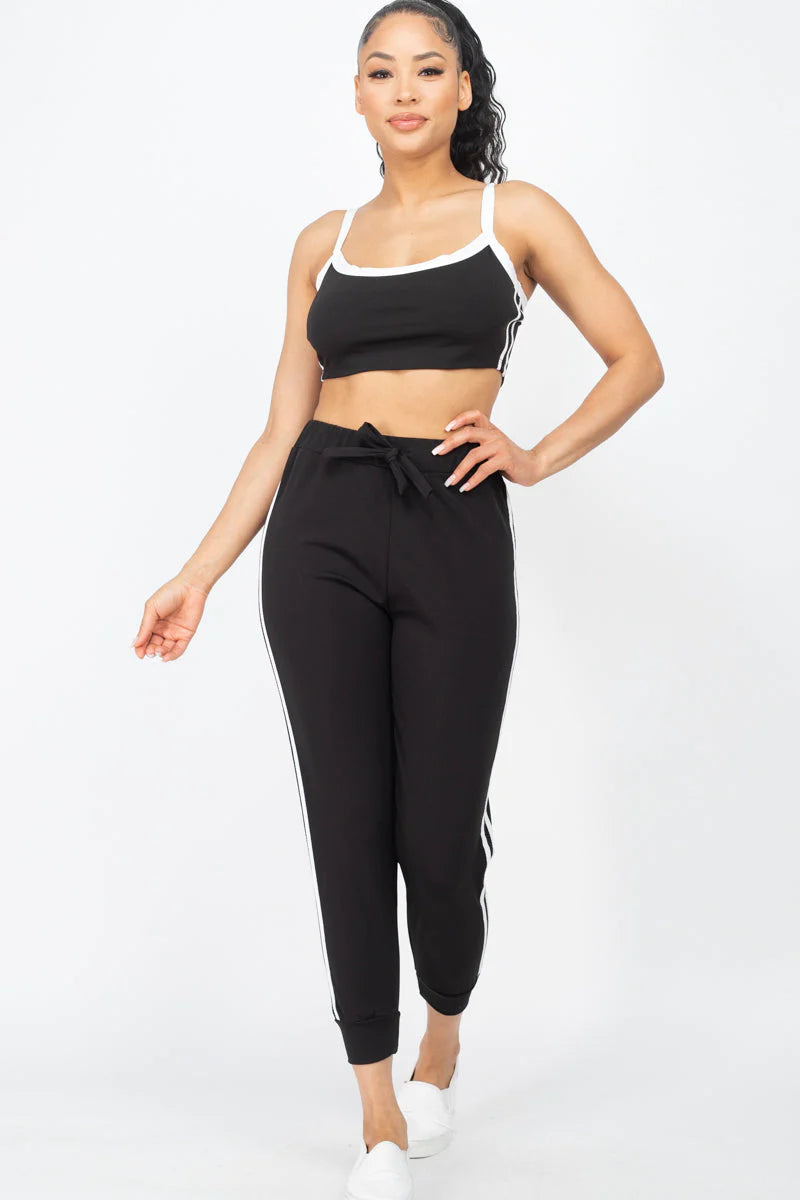 Side Striped Crop Top and Leggings Sets (CAPELLA)