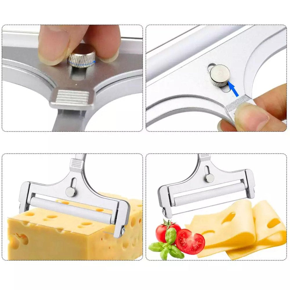 Stainless Steel Cheese Slicer, Adjustable Thickness Wire Cheese Cutter Perfectly for Kitchen Cooking