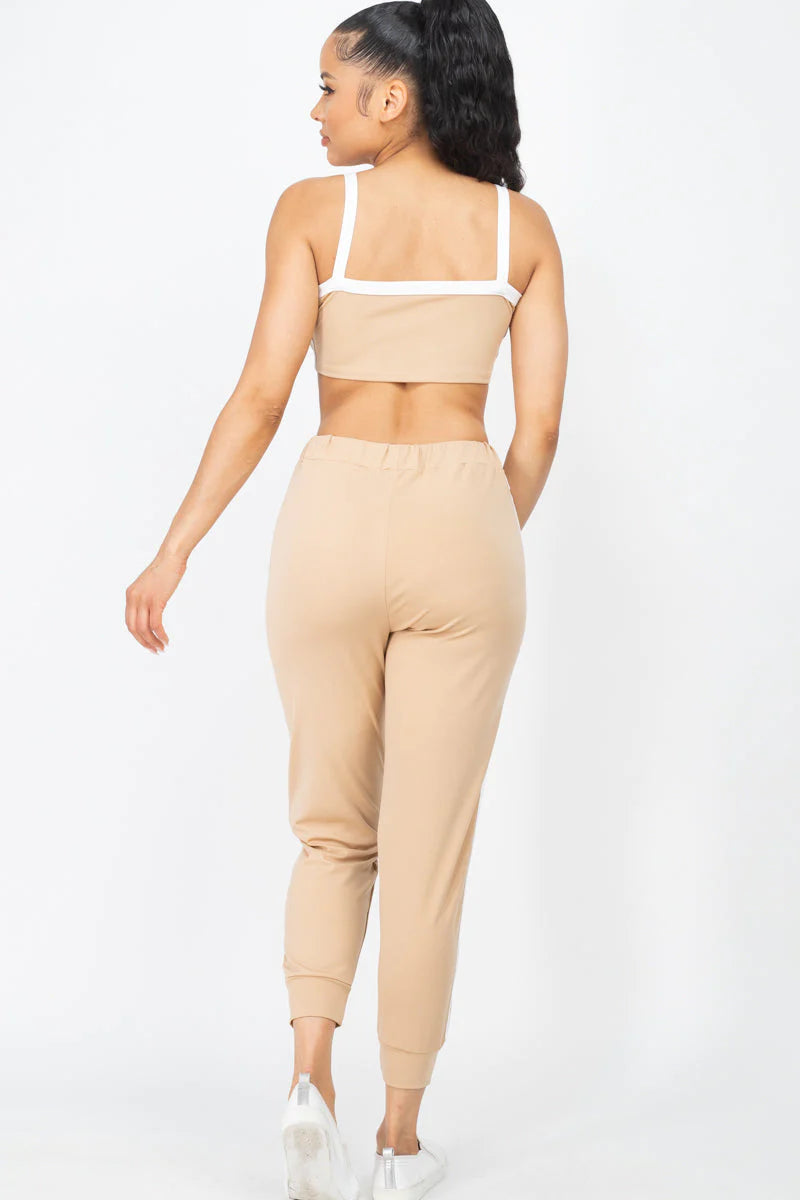 Side Striped Crop Top and Leggings Sets (CAPELLA)