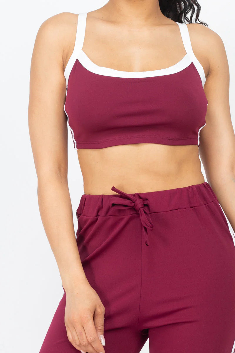 Side Striped Crop Top and Leggings Sets (CAPELLA)