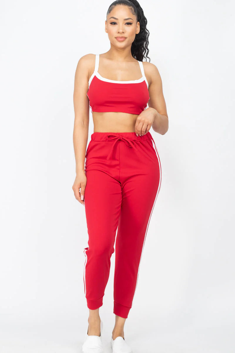 Side Striped Crop Top and Leggings Sets (CAPELLA)