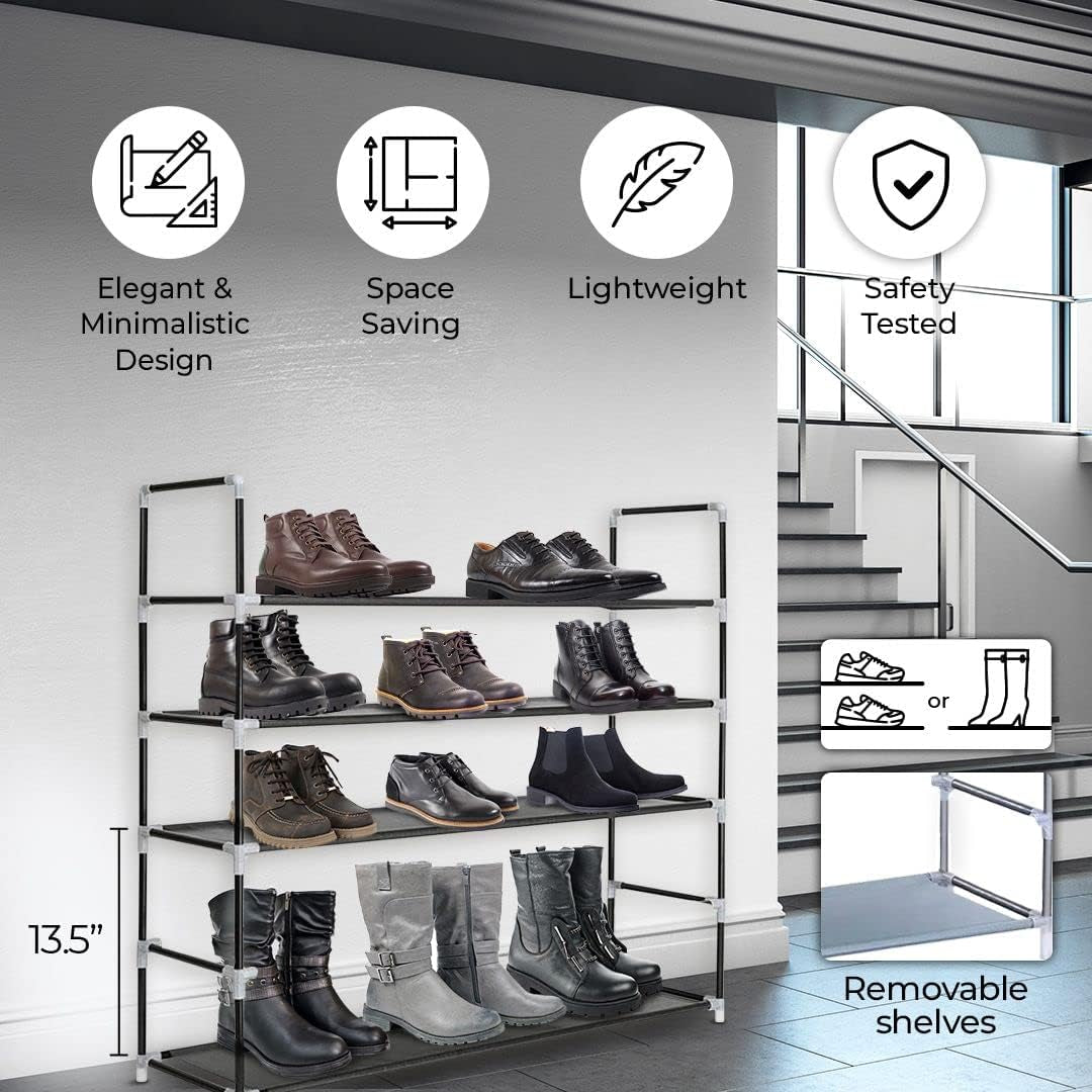 Shoe Rack Organizer 5 Tier , Space Saving, Easy Storage Shoe Organizer Stand for Closets, Entryways, and Bedrooms