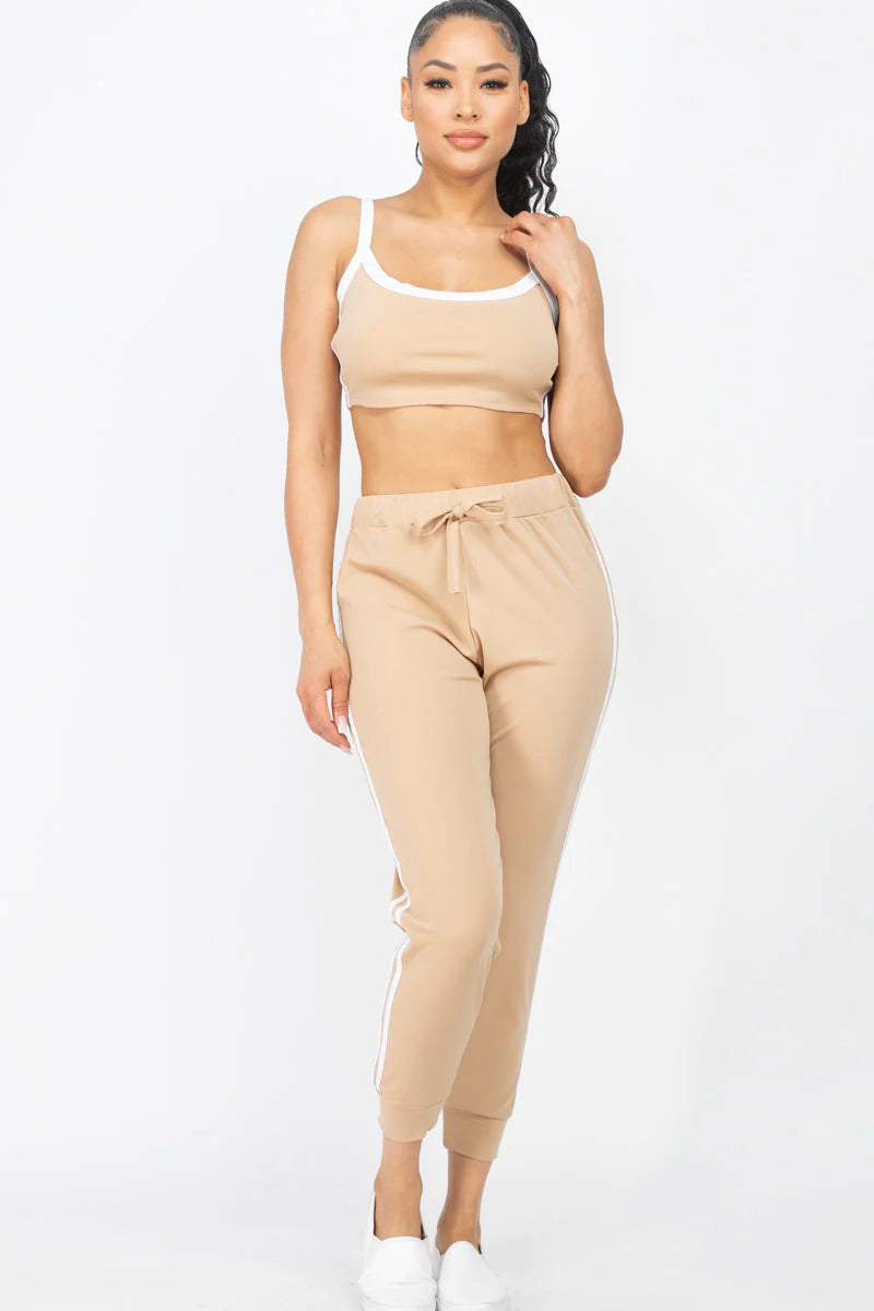 Side Striped Crop Top and Leggings Sets (CAPELLA)